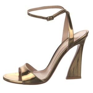 Gold Gianvito Rossi Aura Patent Leather Heeled Sandals
